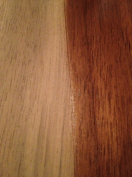 Black walnut with and without varnish.