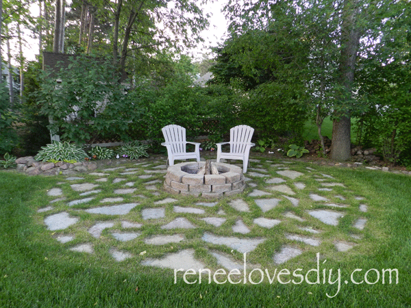 Fire Pit surrounded with flagstone patio