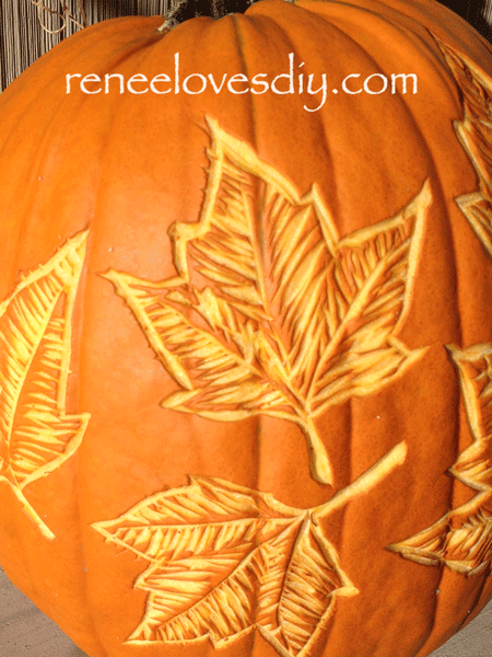Pumpkin with Leaf Etching