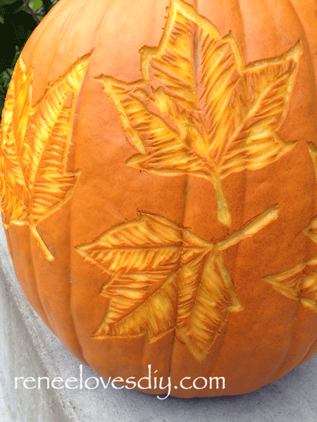 Pumpkin with Leaf Etching