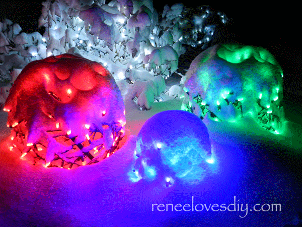 Snow Covered Lighted Christmas Balls