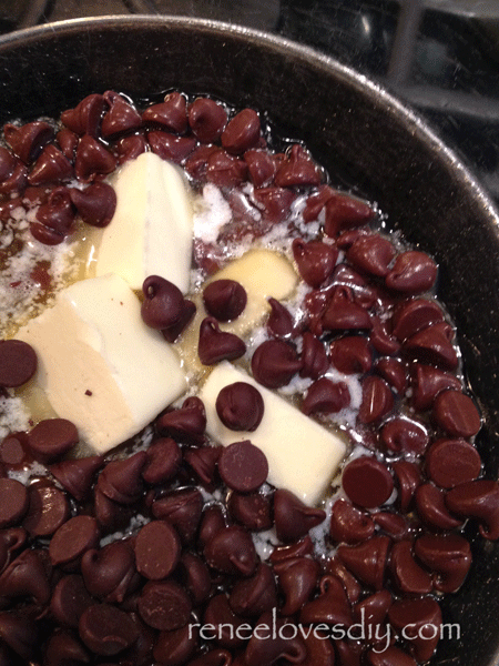Melt Butter and Chocolate Chips in a double boiler!