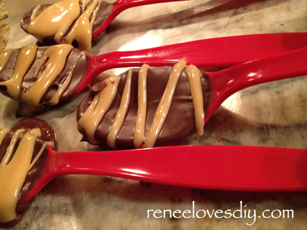 Chocolate Spoons Drizzled with Caramel